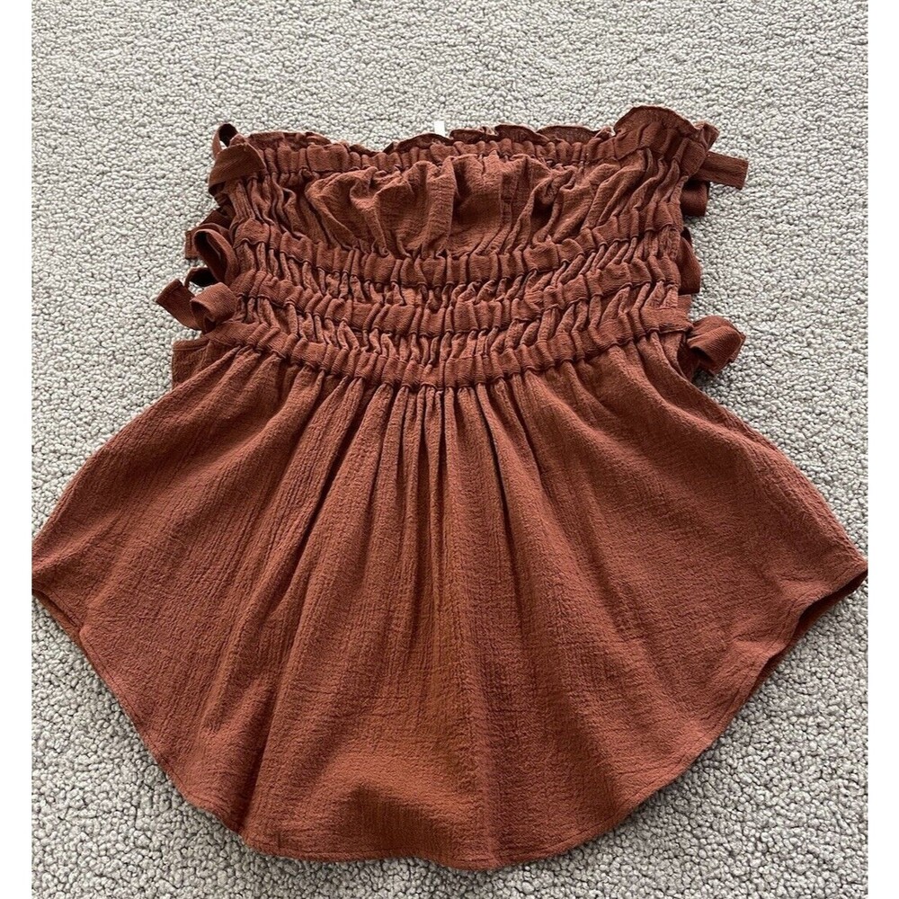 Jen’s Pirate Booty Women Fleetwood Tunic Brown Boho Side Tie Top Size XS New